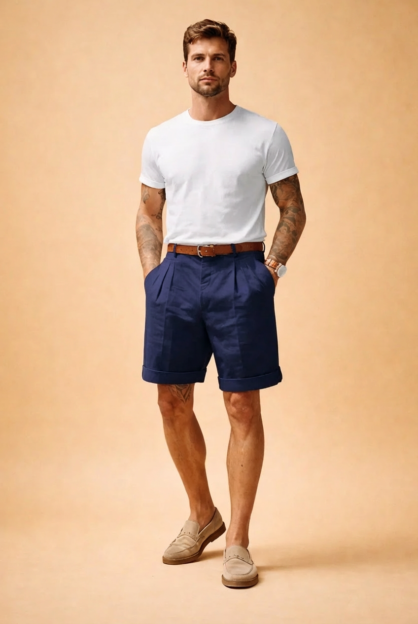 Adam | Pleated Design Stylish Men's Summer Shorts for Casual and Formal Wear